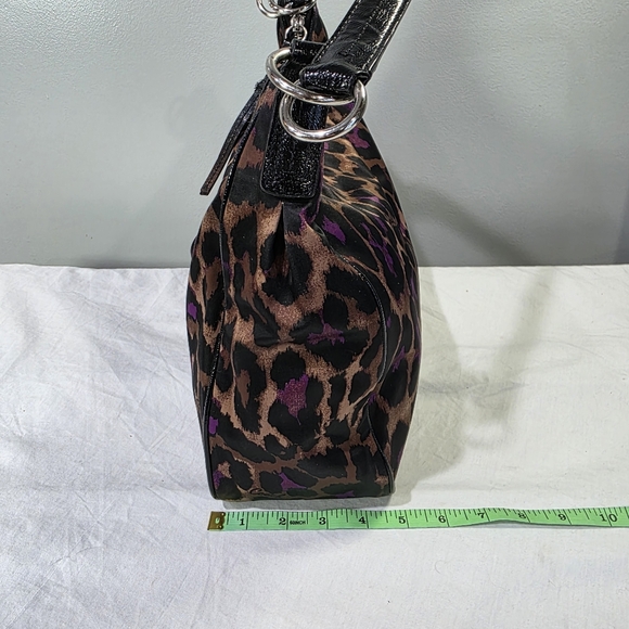 Coach F26033 Signature Stripe Ocelot Leopard Hobo Shoulder Nylon Purse Bag - Picture 9 of 12